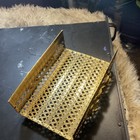 Vintage Gold Tone Metal Vanity Holder With Floral Rose Design