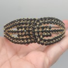 Vintage Rhinestone Bracelet Earrings Set Black Gold Tone Size 6