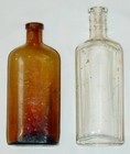2 Antique Glass Medicine Bottles - Cork Top Style - No Labels - See Details