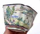 1900 s Chinese Set 6 Canton Enamel Hand Painted Wine Tea Cup River Village Scene