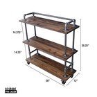 Three-tier Wood Shelf Industrial Bar Cart With Locking Wheels  Trail Brown