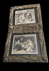 2 Vtg Woven Silk Pictures Art Work Neyret Freres Grandparents Garden Framed Read