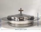 Polished Stainless Steel Communion Bread Tray Plate With Cover For Churches     