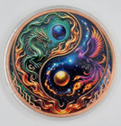 10oz  999 Copper Dragon Phoenix Yin Yang Celestial Colorized Fine Art Round