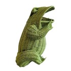 Vintage Mcm Frog Basket Bin Large Wicker Rattan Glass Marble Eyes Boho Toad 18 