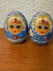 Russian Lacquered Painted Wooden Egg Maiden Set Of 2