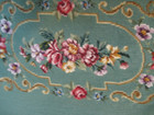 Completed Needlepoint Piano    Bench Cover - 32  X 15 25  - Flowers On Green