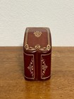 Italian Leather Playing Card Box Case For 2 Decks Of Cards Gold Embossed Vintage