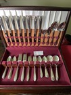 Vtg 1847 Rogers Bros  1950 Daffodil Silverplate 52 Pc  Flatware   Original Case