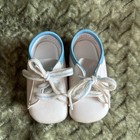 Vintage Handmade Baby Oxford Shoes Us 2 White Blue Lace-up Low Top Unisex Casual