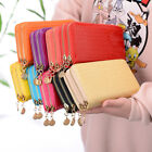 Women Leather Wallet Double Zip Clutch Card Holder Purse Ladies Handbag Pocket