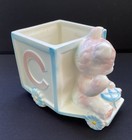 Vintage Napco Baby Planter Bear On Abc Block Ceramic Nursery Decor Baby Planter