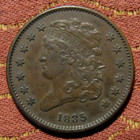 1835 Classic Head Half Cent      Rich Bronze Tones  Crisp Details  Die Break