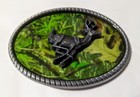 Raised Detail Camo Deer Running Camouflage Belt Buckle Metal Western Hunting Usa
