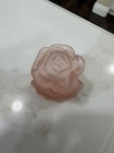 Vintage Mcm Pink Satin Frosted Perfume Bottle W  Rose Lid- Art Deco Era