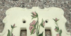 Vintage Porcelain Hand Painted Pink Flowers Light Switch Plate Two Toggles