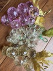 3 Vintage Acrylic lucite Pink Pale Yellow Faceted Shape Grape Cluster Vines