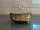 Jewelry Vanity Box Casket Ormolu Gold Filigree Hollywood Regency 1950s Vintage