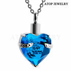 Crystal Heart Cremation Pendant Ashes Keepsake Memorial Urn Necklace