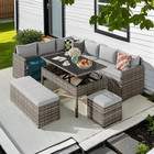 Patio Furniture Sets 6-pieces Outdoor Sectional Sofa Rattan Wicker Sofa W  Table