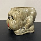 Vintage Mcm Ceramic Planter Dog English Bulldog Succulents Flowers Detailed