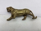 Vintage Solid Brass Tiger Figurine Heavy 2 Lb Hollywood Regency Mcm Decor