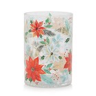 Yankee Candle Crackle Poinsettia Glass Large Jar Candle Holder Christmas Decor