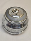 Vtg Aluminum Musical Powder Puff Vanity Music Box 1940s Art Deco Floral Works 