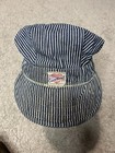 Vtg Carhartt Union Made Sanforized Railroad Engineer Striped Work Hat Cap 40s
