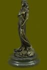 Bronze Statue Art Nouveau Deco Girl  Signe Marble Base Sculpture Figurine Decor