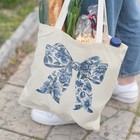 Veqzc Blue And White Bow Tote Bag  Coquette One Size  Chinoiserie7