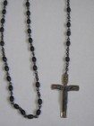 Antique Vintage Ebony Bead Rosary Virgin Mary Medal Jesus Crucifix Italy