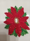 Vintage Bucilla Christmas Light Switch Poinsettia  Felt Sequins Handmade