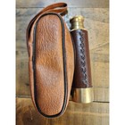 Vintage Brass Leather Wrapped Monocular Telescope Spyglass With Zippered Case