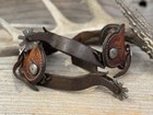 Vintage Unmarked Pair Cowboy Spurs W  Leather Straps