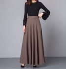 Custom Made To Order Linen Maxi Long Swing A-line Flared Skirt Plus 1x-10x Y820