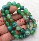 2 Pcs 10mm Natural Green Striped Agate Gemstone Round Beads Stretch Bracelet Aaa