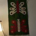 Vtg Mid Century Hand Woven Wool Butterfly Folk Art Tapestry Wall Hanging- Rare