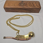 Vintage Brass   Copper Bosun Whistle W  Chain Anchor Box Nautical Working