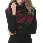 Womens Oversized Plaid Blanket Scarf Warm Soft Tartan Wrap Shawl Red Green