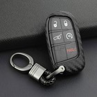 Carbon Fiber Key Fob Chain Fit Jeep Dodge Chrysler Accessories Cover Case Ring
