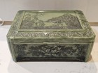 Vintage Marbleized Jade Green Pagoda Asian Bakelite Vanity Box