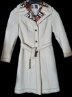 Lilli Ann Knit Vtg  Cream Mod Long Jacket Coat Matching Dress Lined Small med 