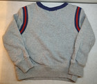 Polo Ralph Lauren Boy s 3t Gray Sweater Crew Neck Red   Blue Stripe 100  Cotton