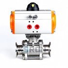 1-1 2   3-piece Tri Clamp Straight Sanitary Pneumatic Ball Valve Q681f-16p Ss304