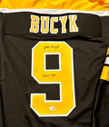 Johnny Bucyk Boston Bruins Autographed Inscription Black Style Jersey Xl -jsa