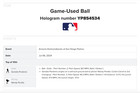 Geraldo Perdomo Arizona Diamondbacks  10th Inning Single  Mlb Game Used Baseball