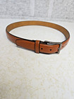 Unbranded Belt Mens Size Medium 34 36 Tan Faux Leather Silver Buckle  1 25 Wide