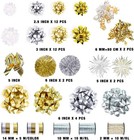 40 Pcs Gift Bows Assortment Gold Silver White Wrapping Bows Holiday Birthday