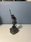Antique German 925 Sterling Silver Knight Statue St George Dragon Jeweled 4 